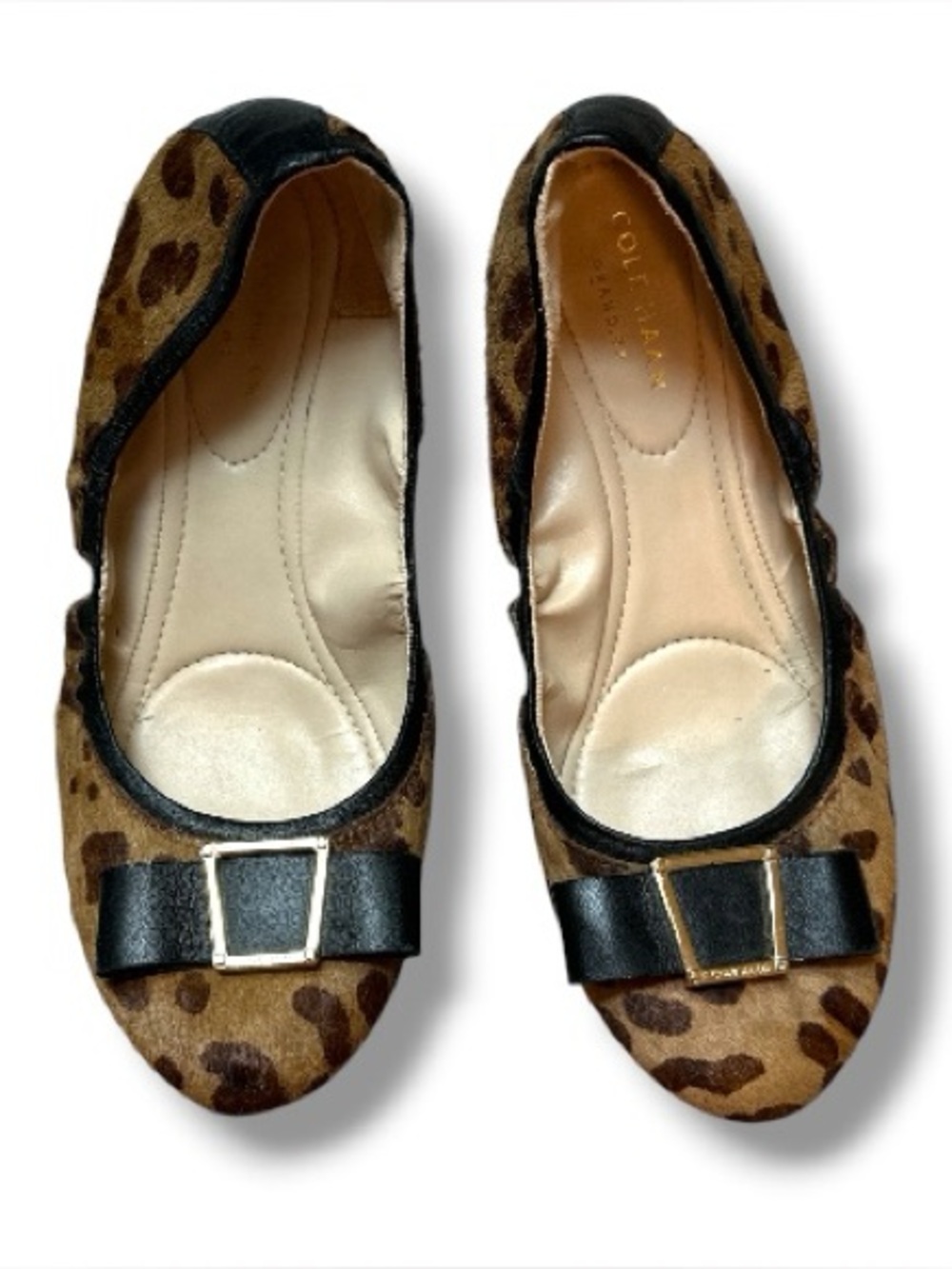 Cole Haan Leopard Haircalf Ballet Flats Bow Detail Size 7.5